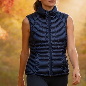 BERNARDO WOMENS BLUE PUFFER VEST GOOSE DOWN SIZE M
